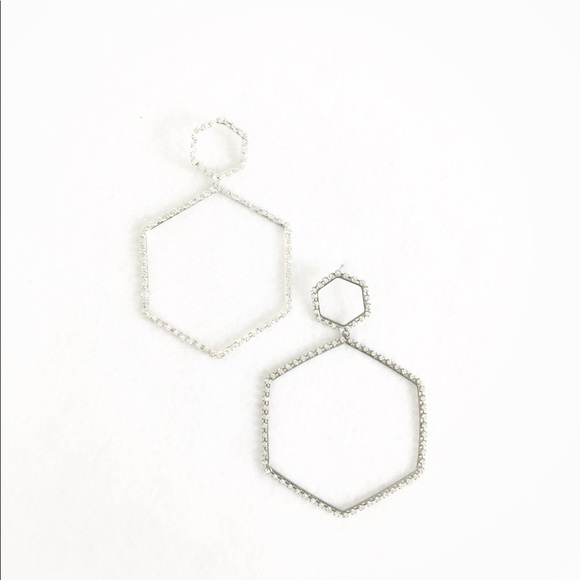 Statement hexagon crystal earrings - Picture 2 of 6